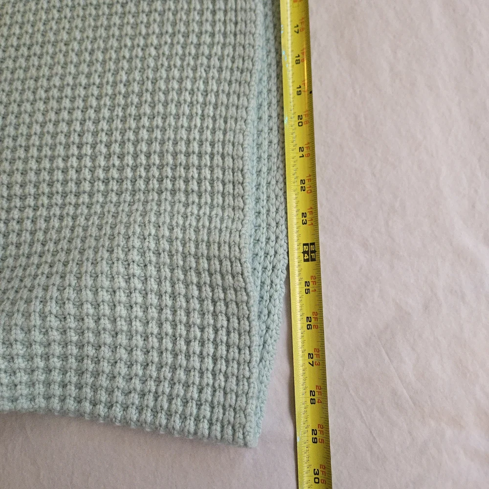 J. Crew Wool Blend Chunky Soft Mint Green Waffle Knit Infinity Scarf MI3